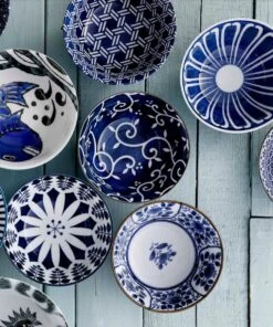 Tokyo Desig Studio - Mixed Bowls - Blue Designs - 15x7 Cm, 550 Ml - Set Van 4 Kommen In Luxe Geschenkdoos -Serviesselectie Winkel 1003x1200 1