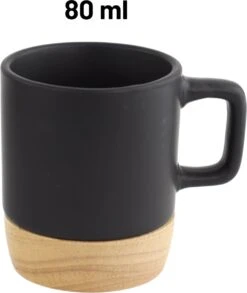 Orange85 Espresso Kopjes - Zwart - Set Van 4 - Met Bamboe Onderzetter - Met Oor - Koffiekopjes -Serviesselectie Winkel 1010x1200 2