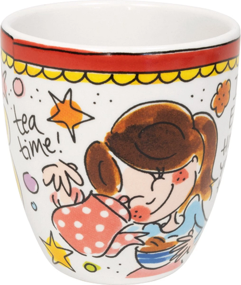 Blond Amsterdam, Even Bijkletsen Mini Mok Rode Rand Zonder Oor, 0,2L 2 Blond Amsterdam, Even Bijkletsen Mini Mok Rode Rand Zonder Oor, 0,2L - Afbeelding 2