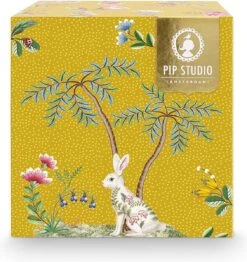 Pip Studio La Majorelle Yellow - Theeset - Porselein - Mok + Theezeef + Theetip - Porselein - 350ml - Geel Servies - Pasen - Konijn -Serviesselectie Winkel 1130x1200