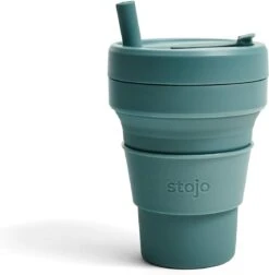 Stojo - Biggie Cup - 470 Ml - Herbruikbaar - Opvouwbaar - Groen -Serviesselectie Winkel 1174x1200