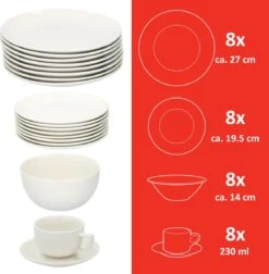 Alpina Tafelservies - Serviesset 40-delig - 8 Persoons - Vaatwasserbestendig - Geschikt Voor Magnetron - Wit 10 Alpina Tafelservies - Serviesset 40-delig - 8 Persoons - Vaatwasserbestendig - Geschikt Voor Magnetron - Wit -Serviesselectie Winkel 1175x1200