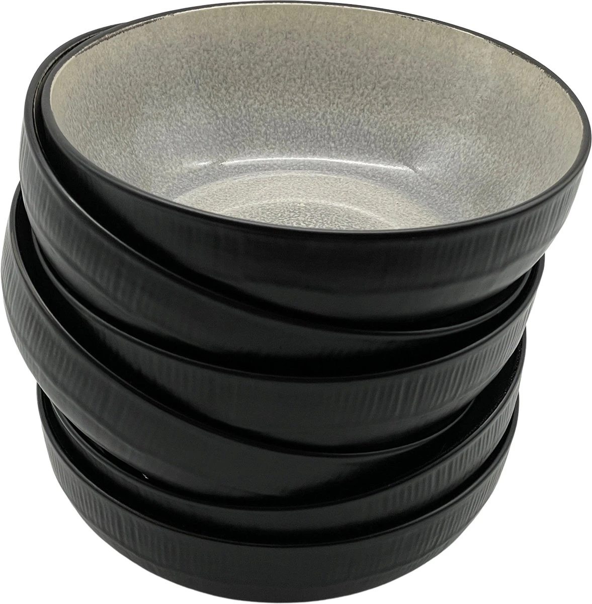 Serviesset 6 Personen - Evia Glacé - Lichgrijs / Zwart - 24-delig 2 Serviesset 6 Personen - Evia Glacé - Lichgrijs / Zwart - 24-delig - Afbeelding 2