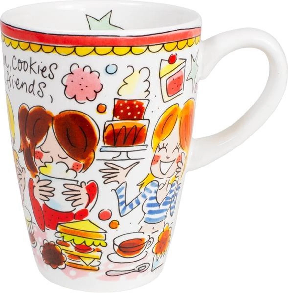 Blond Amsterdam Even Bijkletsen Beker XL 500 Ml - Rode Rand 1 Blond Amsterdam Even Bijkletsen Beker XL 500 Ml - Rode Rand