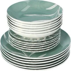 4goodz Plant Groen 18-delig Servies Porselein 6 Persoons -Serviesselectie Winkel 1191x1200
