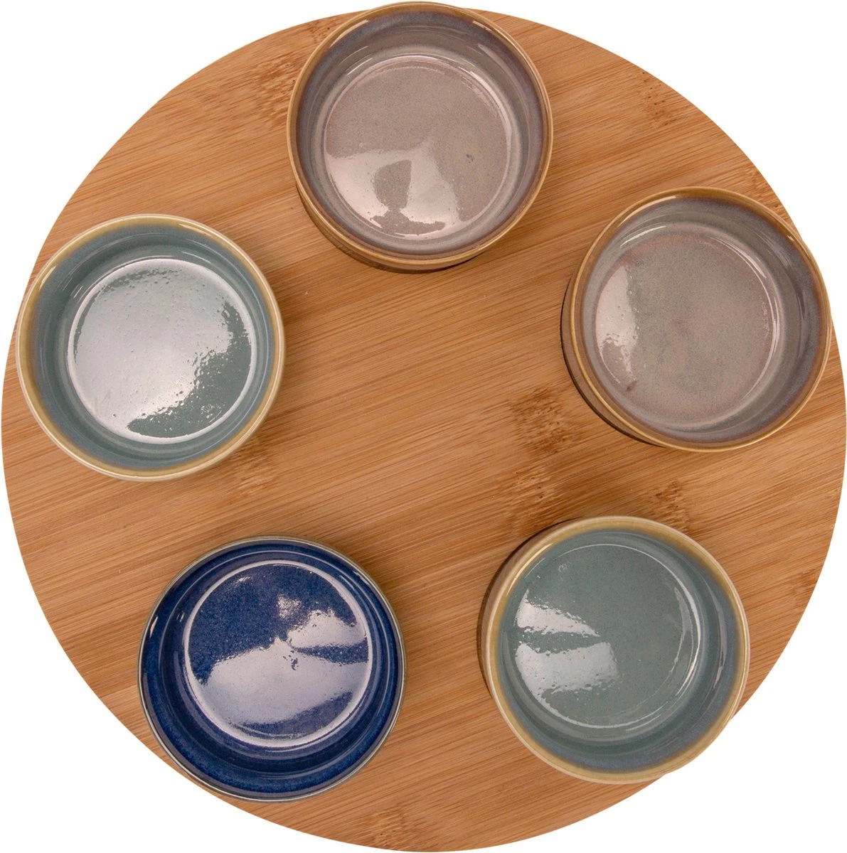 Cosy & Trendy Serveerplank Bamboe Dia 25 Cm Met 5x Luxe Hapjes/saus/tapas Schaaltjes 3 Cosy & Trendy Serveerplank Bamboe Dia 25 Cm Met 5x Luxe Hapjes/saus/tapas Schaaltjes - Afbeelding 3