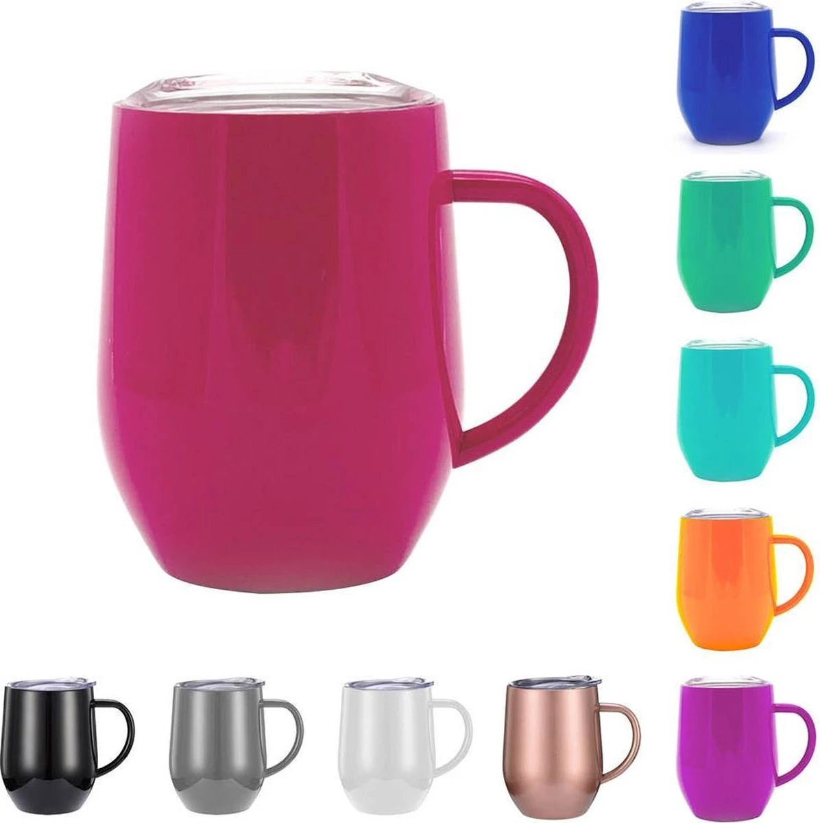 Drinkbeker - Thermosbeker - Koffiebeker To Go - Dubbelwandig - RVS - Roos Rood - Able & Borret 1 Drinkbeker - Thermosbeker - Koffiebeker To Go - Dubbelwandig - RVS - Roos Rood - Able & Borret