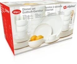 Alpina Tafelservies - Serviesset 40-delig - 8 Persoons - Vaatwasserbestendig - Geschikt Voor Magnetron - Wit 13 Alpina Tafelservies - Serviesset 40-delig - 8 Persoons - Vaatwasserbestendig - Geschikt Voor Magnetron - Wit -Serviesselectie Winkel 1200x1005