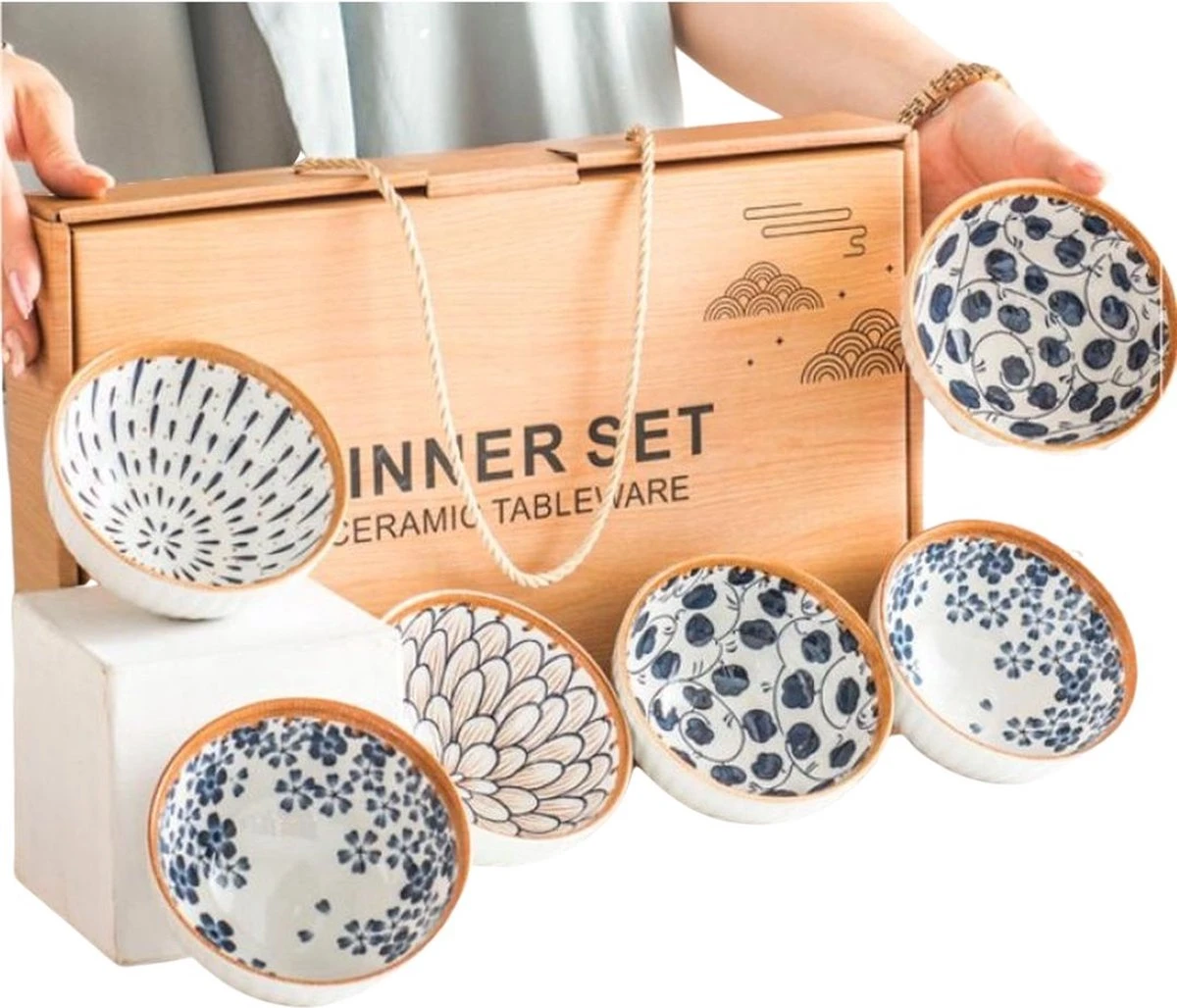 Winkrs - Servies Set Met 6 Kommetjes - Keramiek - Chinese Kommen Voor Rijst, Saus, Hapjes Etc. 1 Winkrs - Servies Set Met 6 Kommetjes - Keramiek - Chinese Kommen Voor Rijst, Saus, Hapjes Etc.