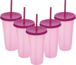 Herbruikbare Bekers Met Rietje En Deksel Van Plastic – Starbucks Design – Drinkbekers Met Rietje – Kleur Veranderende Beker – 5 Pack -Serviesselectie Winkel 1200x1031 1
