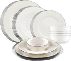 Kutahya Porselein Bone Olympos Silver Rand Serviesset (24 Delig) 6 Personen - BNOLY24Y2220 -Serviesselectie Winkel 1200x1031