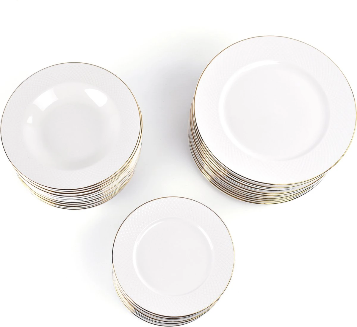 LeRijn® Serviesset Deventer 12 Persoons - 36 Delig - Licht Crème Wit Met Gouden Rand En Motief - Dinerborden - Soepborden - Dessertborden - Borden Servies - Bordenset 9 LeRijn® Serviesset Deventer 12 Persoons - 36 Delig - Licht Crème Wit Met Gouden Rand En Motief - Dinerborden - Soepborden - Dessertborden - Borden Servies - Bordenset - Afbeelding 9