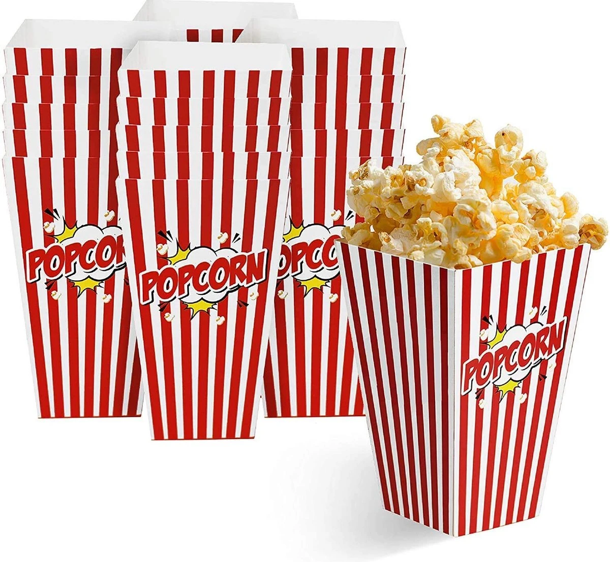 50 Duurzame Popcorn Bakjes (18x10cm) - Popcorn Zakjes Voor Filmavonden, Feestjes - Ook Geschickt Als Snoepbakje Of Feestzakje Voor Kinderen 10 50 Duurzame Popcorn Bakjes (18x10cm) - Popcorn Zakjes Voor Filmavonden, Feestjes - Ook Geschickt Als Snoepbakje Of Feestzakje Voor Kinderen - Afbeelding 10