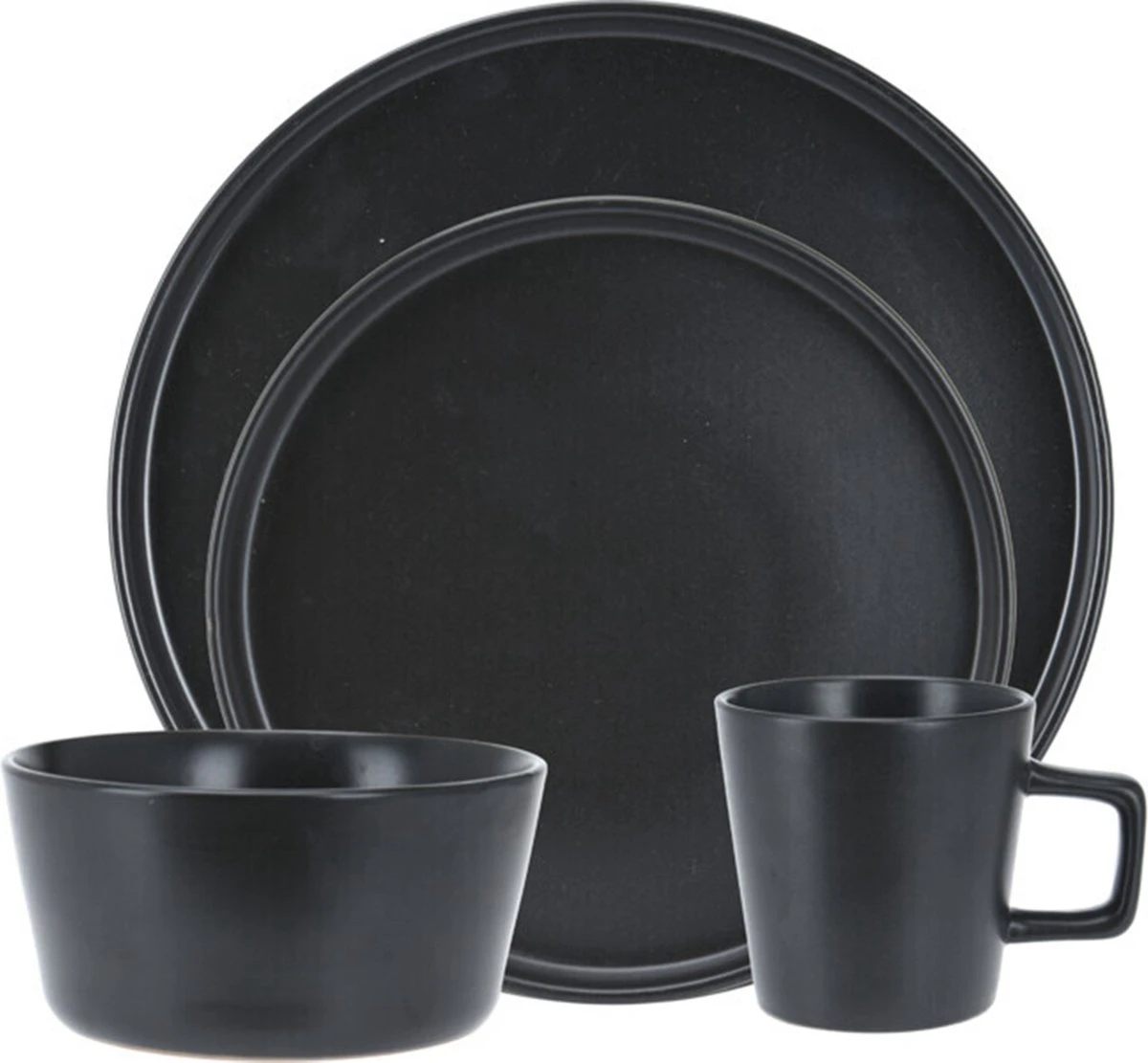 Homecookingchef Serviesset - Mat Zwart - 16-delig - Sterk Aardewerk 7 Homecookingchef Serviesset - Mat Zwart - 16-delig - Sterk Aardewerk - Afbeelding 7