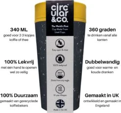 Circular&Co. Herbruikbare To Go Koffiebeker (rCUP) Zwart/geel 12oz/340ml -Serviesselectie Winkel 1200x1119 5