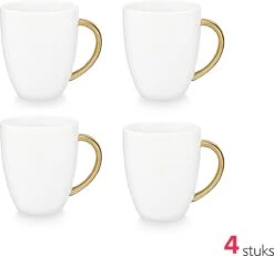 Vtwonen Serviesset - Wit-Goud - Porselein - 24-delig -Serviesselectie Winkel 1200x1121