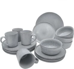 Excellent Serviesset - Servies - 16 Stuks - Aardewerk - Grijs