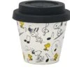 Quy Cup - 90ml Ecologische Reis Beker - Espressobeker “Peanuts Snoopy Music” Met Zwarte Siliconen Deksel