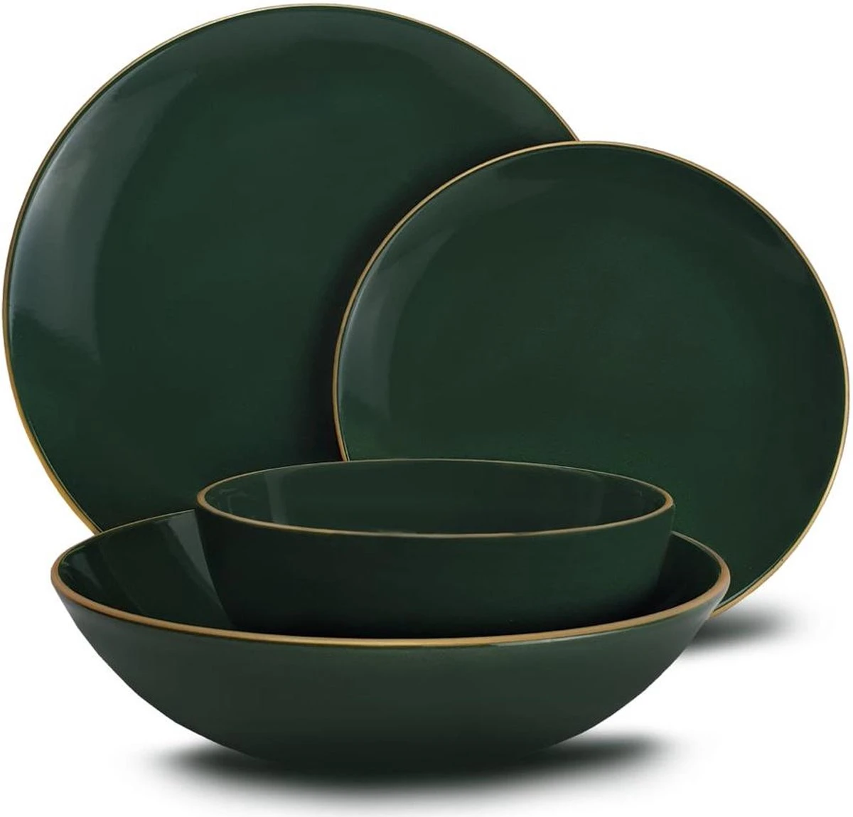 Keremika Serviesset 24 Delig 6 Persoons - Bordenset - Dinerborden - Aardewerk - Groen Met Goude Randen 3 Keremika Serviesset 24 Delig 6 Persoons - Bordenset - Dinerborden - Aardewerk - Groen Met Goude Randen - Afbeelding 3
