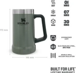 Stanley The Big Grip Beer Stein 0,7L - Beker - Hammertone Green -Serviesselectie Winkel 1200x1154 2