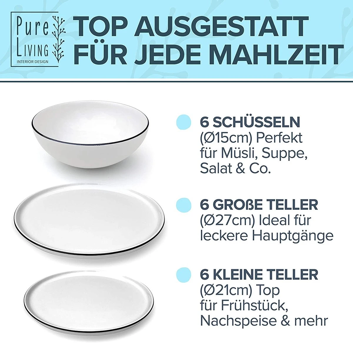 18-delig - Moderne Bordenset Voor 6 Personen 2 18-delig - Moderne Bordenset Voor 6 Personen - Afbeelding 2