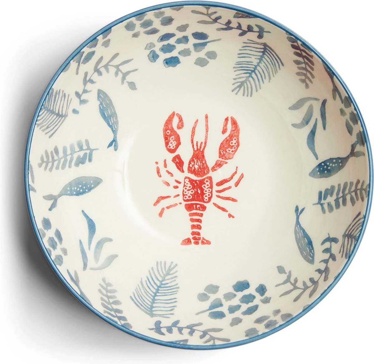 Riviera Maison Serveerschaal Keramiek, Ronde Kom Voor Salades, Fruit, Snacks - First Catch Bowl - Blauw - Keramiek - Maat M 1 Riviera Maison Serveerschaal Keramiek, Ronde Kom Voor Salades, Fruit, Snacks - First Catch Bowl - Blauw - Keramiek - Maat M
