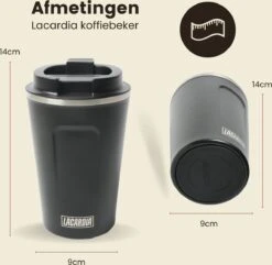 LaCardia Koffiebeker To Go Premium Zwart – Thermosbeker – Theebeker – 380ML – Herbruikbaar 15 LaCardia Koffiebeker To Go Premium Zwart – Thermosbeker – Theebeker – 380ML – Herbruikbaar -Serviesselectie Winkel 1200x1171 7