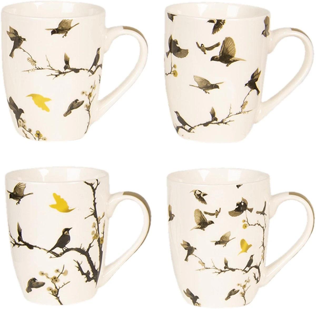 Clayre & Eef Mokken Set Van 4 300 Ml Beige Bruin Porselein Rond Vogels Koffiemok Cadeau Voor Haar Theemok 2 Clayre & Eef Mokken Set Van 4 300 Ml Beige Bruin Porselein Rond Vogels Koffiemok Cadeau Voor Haar Theemok - Afbeelding 2