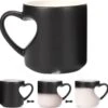 Malinsi Hart Mok - Hitte Kleur Veranderende Glazen - Zwart 330ml - Liefde Mokken - Koffie En Thee Beker - Theeglazen - Koffiebeker - Koffiemok - Hartjes Koffiekopjes - Cadeau Voor Man & Vrouw