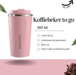 Thermosbeker - Koffiebeker To Go - Travel Mug - Dubbelwandig, RVS & Lekvrij - Thermosbeker Koffie - 380 ML – Roze 7 Thermosbeker - Koffiebeker To Go - Travel Mug - Dubbelwandig, RVS & Lekvrij - Thermosbeker Koffie - 380 ML – Roze -Serviesselectie Winkel 1200x1184 3