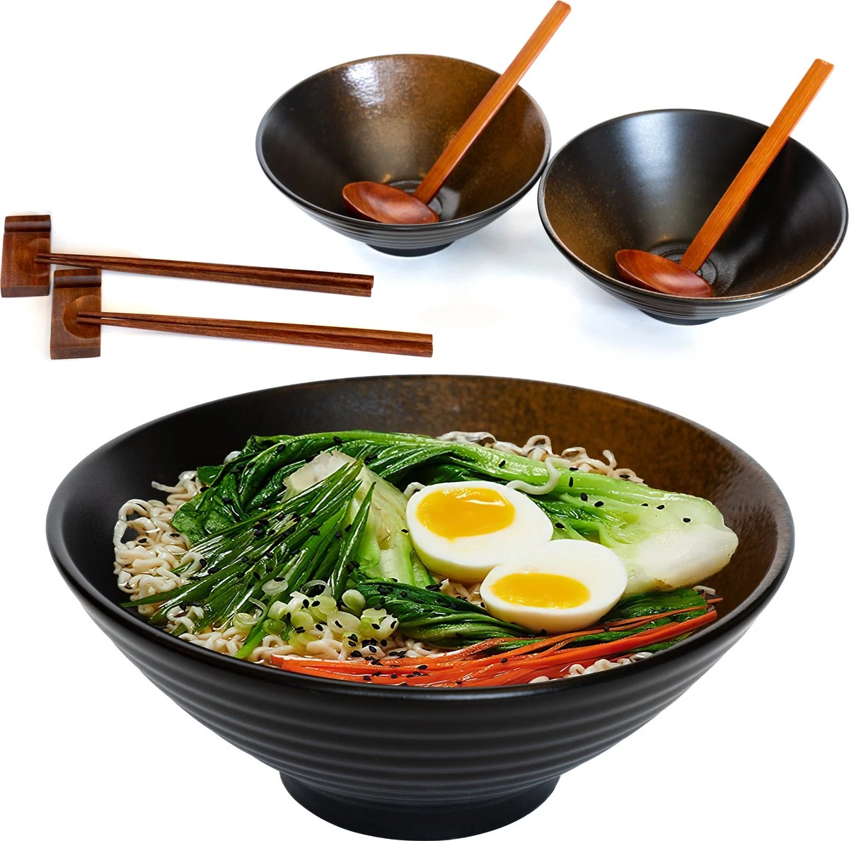 Greenwill Noodle Kom Set – Luxe Japans Servies Voor 2 Personen – Duurzame Keramieke Soepkommen – Inclusief Chopsticks Eetlepels En Houders 1 Greenwill Noodle Kom Set – Luxe Japans Servies Voor 2 Personen – Duurzame Keramieke Soepkommen – Inclusief Chopsticks Eetlepels En Houders