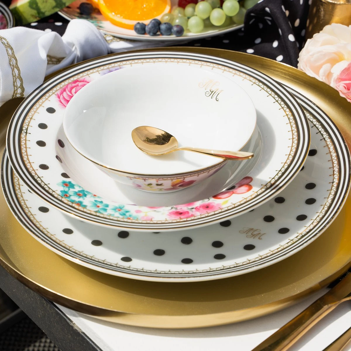 Melli Mello Nora Dots - Serviesset - Complete Serviesset 6 Personen - Bloemen - Stippen 2 Melli Mello Nora Dots - Serviesset - Complete Serviesset 6 Personen - Bloemen - Stippen - Afbeelding 2