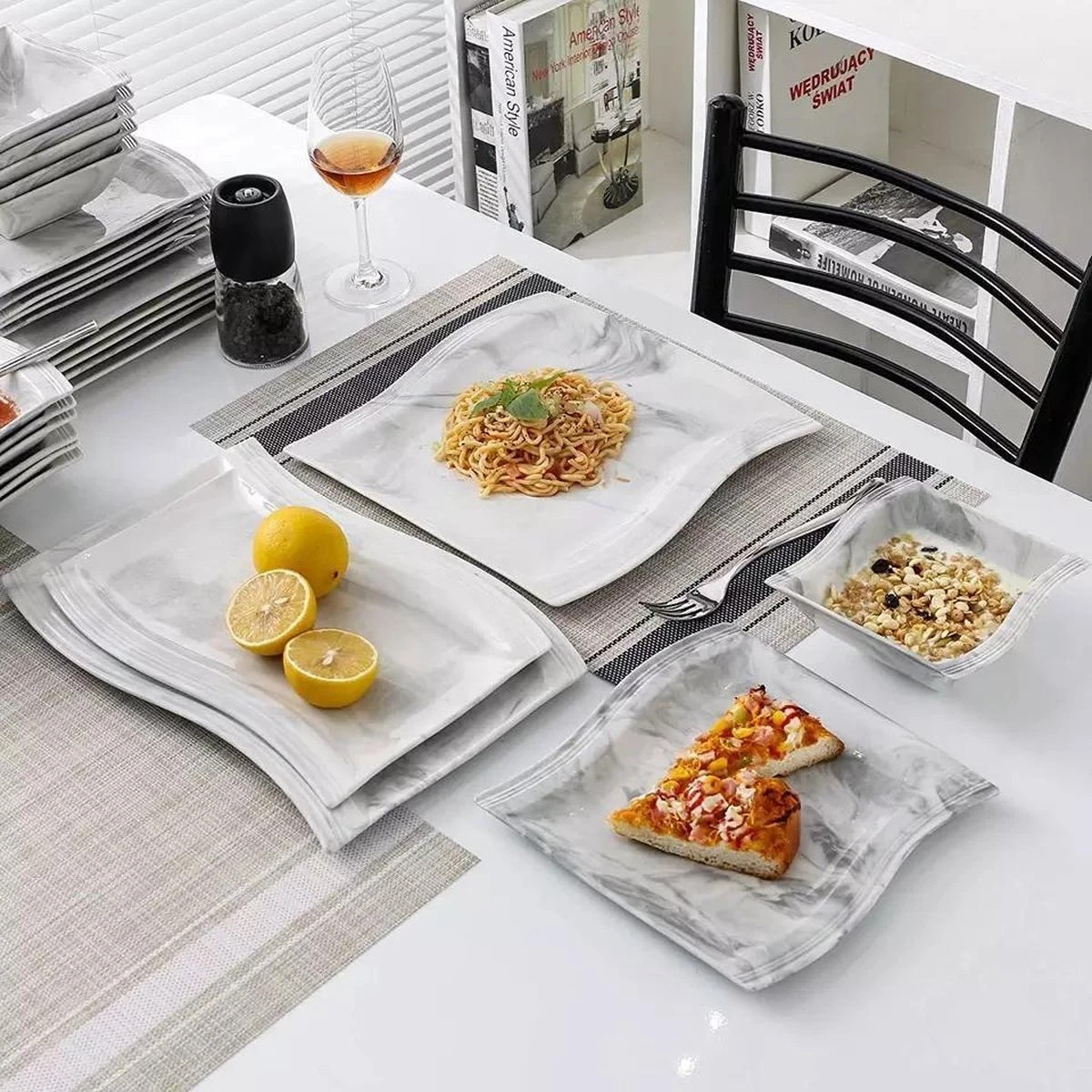 Serviesset 6 Personen - Borden - 26delig - Marmer - Malacasa Flora 4 Serviesset 6 Personen - Borden - 26delig - Marmer - Malacasa Flora - Afbeelding 4