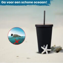 Beker Met Rietje En Deksel Starbucks Milkshake Beker Voor Take Away – Herbruikbare Plastic Drinkbeker Zwart 500ml - VANN -Serviesselectie Winkel 1200x1200 200