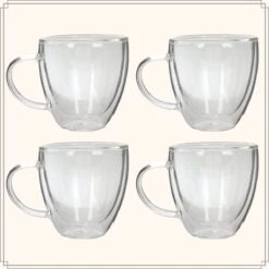 OTIX Dubbelwandige Koffieglazen - Koffiekopjes - 180 Ml - Set Van 4 - Transparant - Latte Macchiato Glazen -Serviesselectie Winkel 1200x1200 349