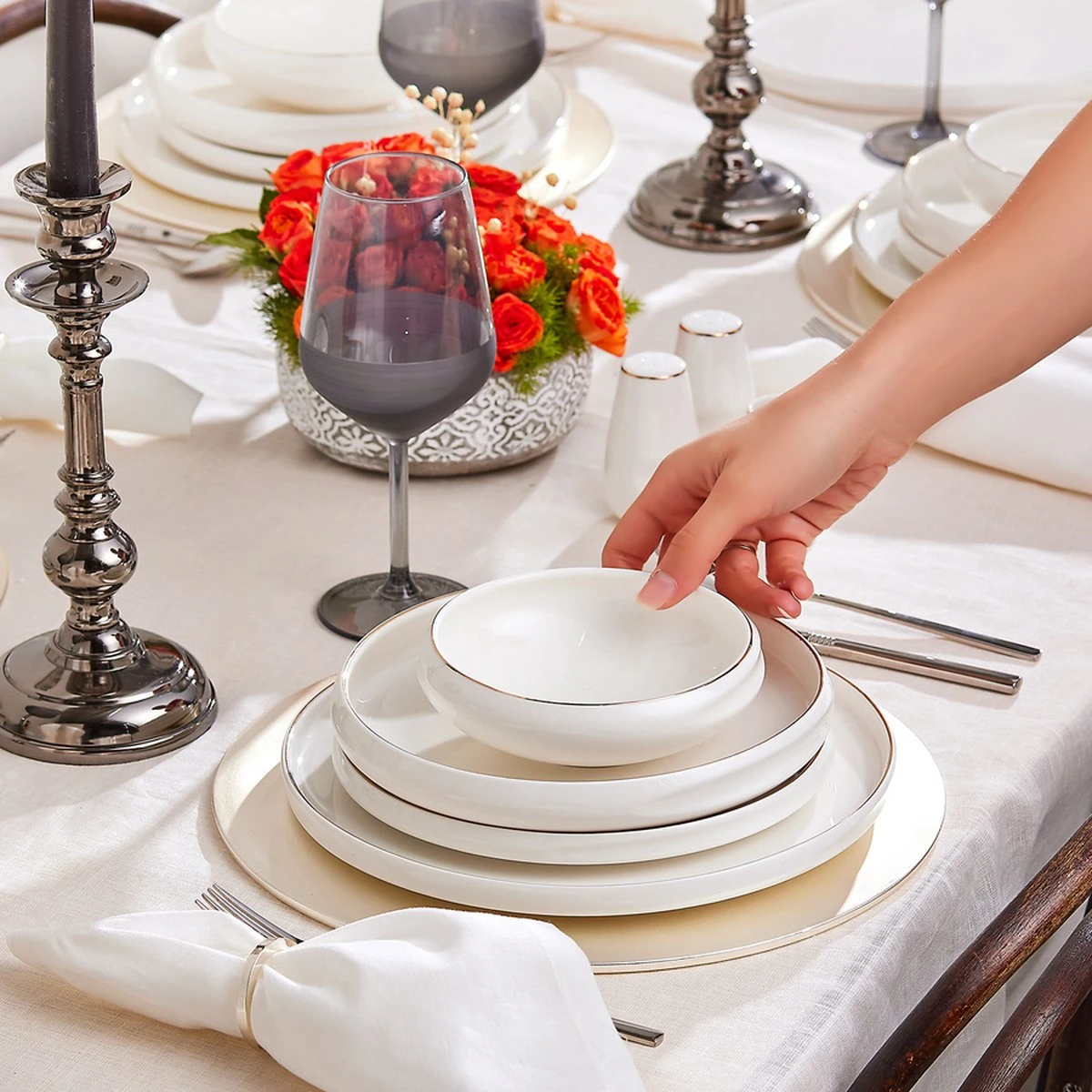 Karaca -Streamline- Sunset Gold -59-delig Porseleinen Servies Voor 12 Personen 3 Karaca -Streamline- Sunset Gold -59-delig Porseleinen Servies Voor 12 Personen - Afbeelding 3