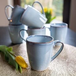 Koffiekopjes - Cappuccino Kop - Theemok - Koffiebeker - Blauw - 320ml - Set Van 6 -Serviesselectie Winkel 1200x1200 373