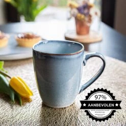 Koffiekopjes - Cappuccino Kop - Theemok - Koffiebeker - Blauw - 320ml - Set Van 6 -Serviesselectie Winkel 1200x1200 375