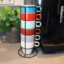 Orange85 Koffiekopjes - Met Houder - Set Van 6 - Gekleurd - 300 Ml - Keramiek -Serviesselectie Winkel 1200x1200 392