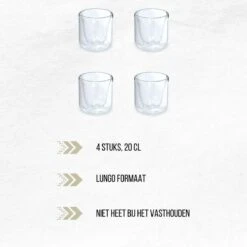 Orange85 Dubbelwandige Koffieglazen - 200 Ml - 4 Stuks - Koffie - Thee - Glas -Serviesselectie Winkel 1200x1200 396