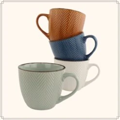 OTIX Koffiekopjes - Met Oor - Set Van 4 - Verschillende Kleuren - Aardewerk - 250 Ml -Serviesselectie Winkel 1200x1200 441