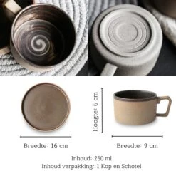 House Of Husk® Keramieke Kop En Schotel Set - Koffiekopjes - Theemokken - Koffiemokken - 250 Ml - Bruin Aardewerk -Serviesselectie Winkel 1200x1200 442