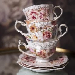 Clayre & Eef Kop En Schotel 200 Ml Roze Wit Porselein Rond Bloemen Servies Cadeau Voor Haar Cappuccino -Serviesselectie Winkel 1200x1200 445