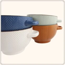 OTIX Soepkommen - Met Oor - Set Van 4 - Verschillende Kleuren - Aardewerk - 680 Ml -Serviesselectie Winkel 1200x1200 461
