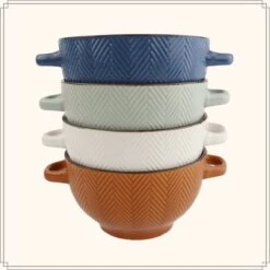 OTIX Soepkommen - Met Oor - Set Van 4 - Verschillende Kleuren - Aardewerk - 680 Ml -Serviesselectie Winkel 1200x1200 463