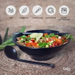 Gadgy Noodle Kom Set - 2 Kommen, 2 Paar Eetstokjes En 2 Lepels - Noodle Bowl - Japans Servies -Serviesselectie Winkel 1200x1200 475