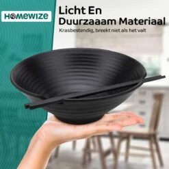 Homewize Ramen Bowl 3x - Set 14-delig - Noodle Kom Set Met Soeplepels & Eetstokjes - Sterk & Vaatwasserbestendig Japans Melamine Servies - Stijlvolle Noodle Bowl Set Voor 3 Personen - Duurzaam Cadeau -Serviesselectie Winkel 1200x1200 534