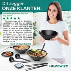 Homewize Ramen Bowl 3x - Set 14-delig - Noodle Kom Set Met Soeplepels & Eetstokjes - Sterk & Vaatwasserbestendig Japans Melamine Servies - Stijlvolle Noodle Bowl Set Voor 3 Personen - Duurzaam Cadeau -Serviesselectie Winkel 1200x1200 535