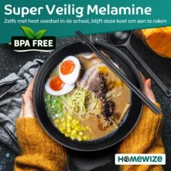 Homewize Ramen Bowl 3x - Set 14-delig - Noodle Kom Set Met Soeplepels & Eetstokjes - Sterk & Vaatwasserbestendig Japans Melamine Servies - Stijlvolle Noodle Bowl Set Voor 3 Personen - Duurzaam Cadeau -Serviesselectie Winkel 1200x1200 536