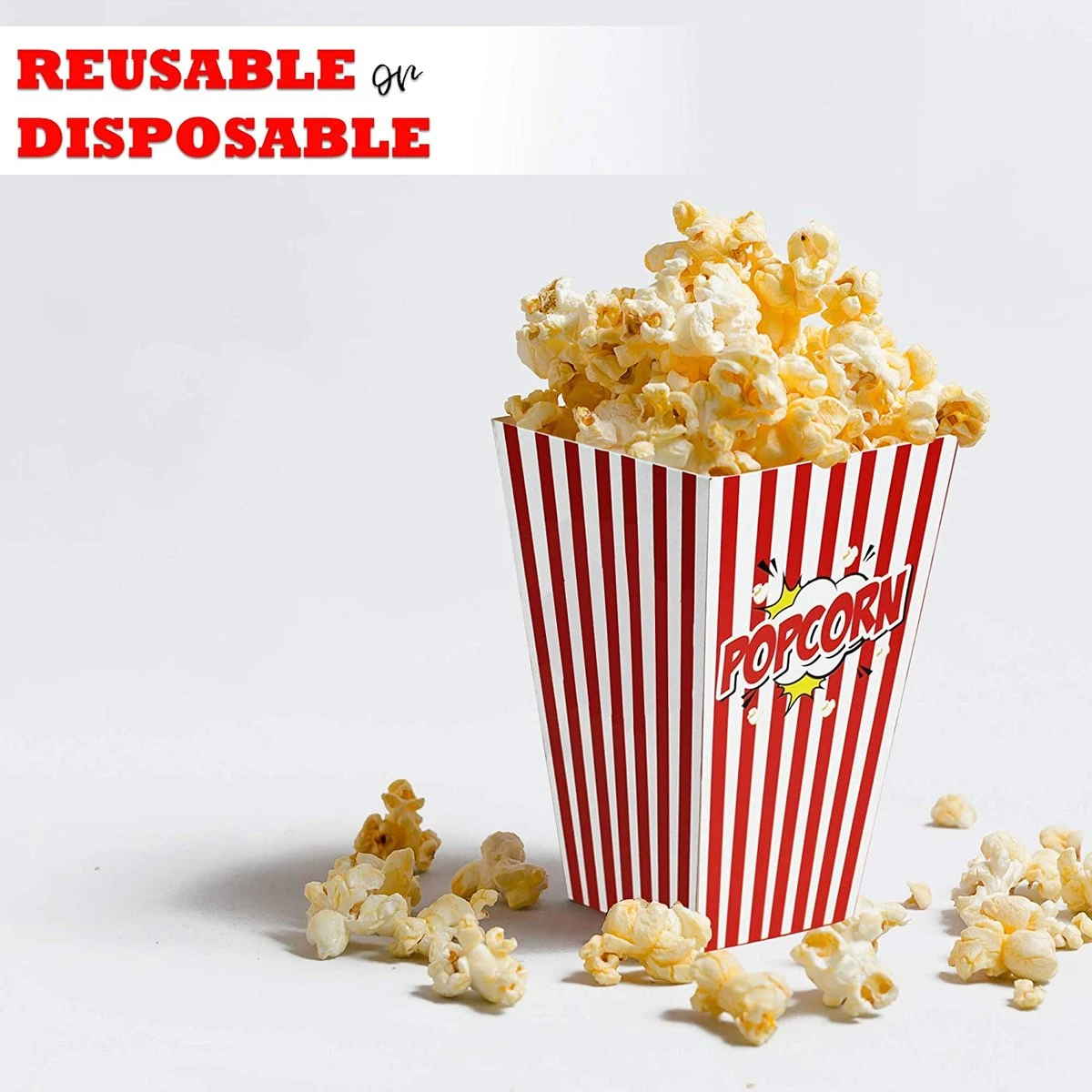 50 Duurzame Popcorn Bakjes (18x10cm) - Popcorn Zakjes Voor Filmavonden, Feestjes - Ook Geschickt Als Snoepbakje Of Feestzakje Voor Kinderen 4 50 Duurzame Popcorn Bakjes (18x10cm) - Popcorn Zakjes Voor Filmavonden, Feestjes - Ook Geschickt Als Snoepbakje Of Feestzakje Voor Kinderen - Afbeelding 4